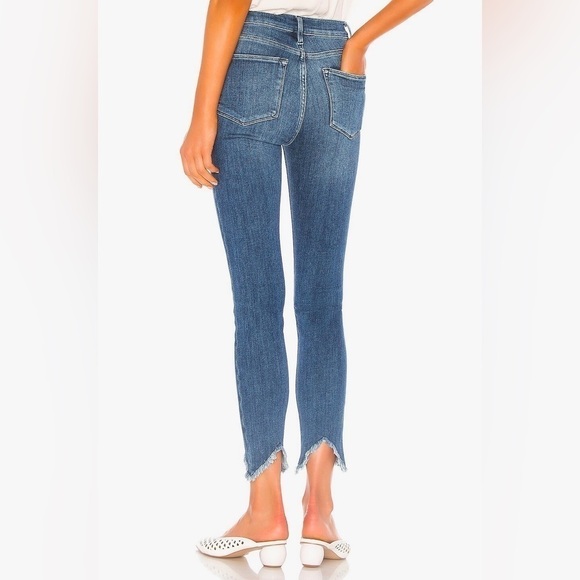 Frame Le High Double Triangle Raw Hem Ankle Skinny Jeans In Bestia, Size 29 - Picture 4 of 13